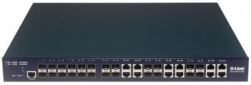 D-Link DSG-3610-26G, управляемый стекируемый коммутатор 3 уровня с 12 портами 1000Base-X SFP, 12 комбо-портами 100/1000Base-T/SFP и двумя слотами расширения