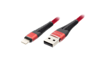 Кабель Qumann micro USB 1м, красная тканевая оплётка, гибкий коннектор (арт. 21151)