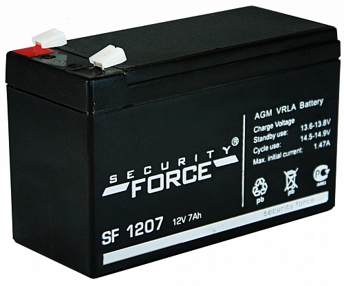 Аккумулятор герметичный свинцово-кислотный АКБ-7 (SF 1207) 7 А/ч
