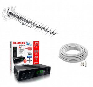 Комплект для эфирного цифрового ТВ в отдалённых районах (до 80 км от телецентра) c ресивером Lumax DV2120HD