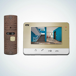 Комплект цветного видеодомофона CTV-DP401 (CH), цвет  шампань