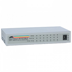 Коммутатор Fast Ethernet AT-FS708LE-50, 8 портов RJ-45, автоматическое согласование скорости 10/100 Мбит/с