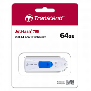 Накопитель USB Transcend JetFlash 790 64GB, USB 3.0, белая