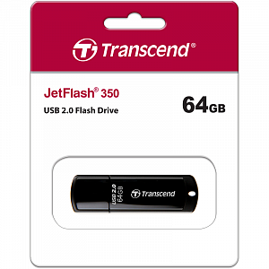 Накопитель USB Transcend JetFlash 350 64GB, USB 2.0, черный