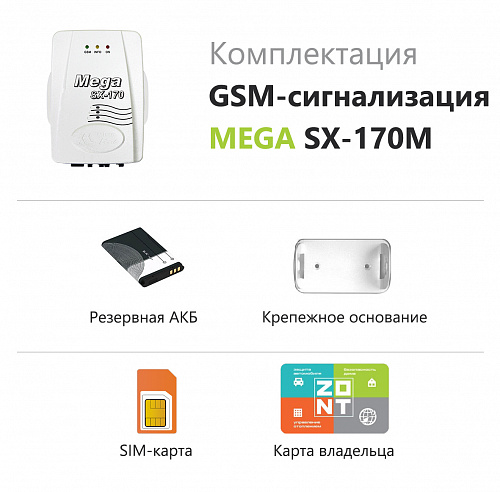 Блок управления (контроллер) для беспроводной GSM сигнализации с управлением со смартфона Mega SX-170M