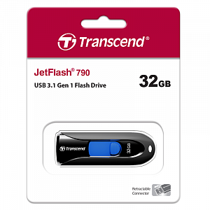 Накопитель USB Transcend JetFlash 790 32GB, USB 3.0, черно-синий