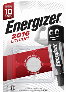 Батарейка CR2016 - Energizer Lithium 3V, 1шт (Т)
