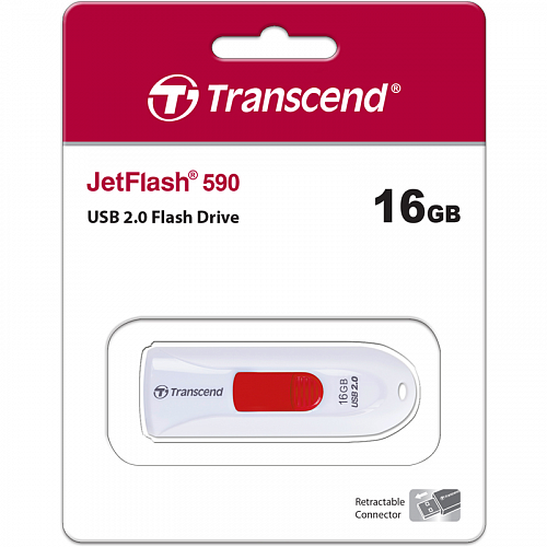Накопитель USB Transcend JetFlash 590 16GB, USB 2.0, белый